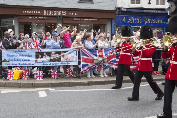 Ambiance à Windsor le 6 juillet 2019, jour du baptême d'Archie Mountbatten-Windsor, fils du prince Harry et de Meghan Markle.
