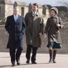Le prince Andrew avec Tim Laurence et la princesse Anne à Windsor le 4 avril 2010 pour la messe de Pâques.