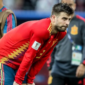 Info - Gerard Piqué condamné à rembourser 2,1 millions d'euros au fisc espagnol - Gerard Pique - Tristesse des joueurs espagnols après la 8ème de finale du match de coupe du monde opposant l'Espagne à la Russie au stade Loujniki à Moscou, Russie, le 1er juillet 2018. La Russie a gagné aux tirs au but 4-3 après le match nul 1-1. © Cyril Moreau/Bestimage