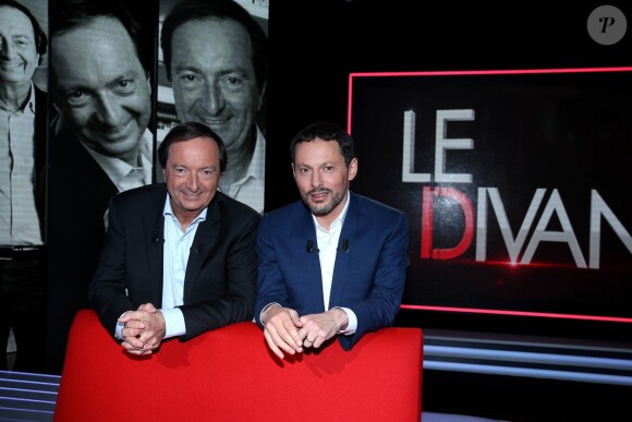 Exclusif -  Enregistrement de l'émission "Le Divan" présentée par Marc-Olivier Fogiel avec Michel-Edouard Leclerc en invité, qui sera diffusée le 7 juin sur France 3. Le 25 mars 2016 © Dominique Jacovides / Bestimage