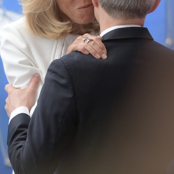 La Première dame Brigitte Macron, François de Rugy, ministre de la Transition Ecologique et Solidaire, lors du 139ème défilé militaire du 14 Juillet sur les Champs-Elysées, le jour de la Fête Nationale. Paris, le 14 juillet 2019. © Lemouton-Gorassini-Perusseau/Bestimage