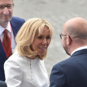 La Première dame Brigitte Macron lors du 139ème défilé militaire du 14 Juillet sur les Champs-Elysées, le jour de la Fête Nationale. Paris, le 14 juillet 2019. © Lemouton-Gorassini-Perusseau/Bestimage