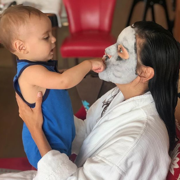 Eva Longoria et son fils Santiago sur Instagram.