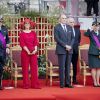 Le prince Laurent et la princesse Claire de Belgique, le prince Lorenz de Belgique et la princesse Astrid de Belgique lors de la parade militaire de la Fête nationale belge, le 21 juillet 2019 à Bruxelles.