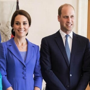 Le prince William, duc de Cambridge, Catherine Kate Middleton, duchesse de Cambridge, Frank-Walter Steinmeier et Elke Büdenbender - Le couple princier britannique est reçu au château Bellevue par le président allemand et sa femme à Berlin, le 19 juillet 2017.