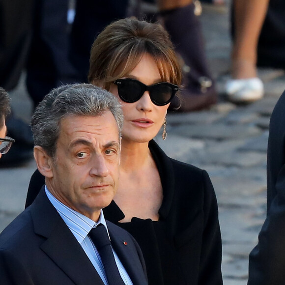 Nicolas Sarkozy, Carla Bruni Sarkozy - Arrivées à l'hommage national à Charles Aznavour à l'Hôtel des Invalides à Paris. Le 5 octobre 2018 © Jacovides-Moreau / Bestimage