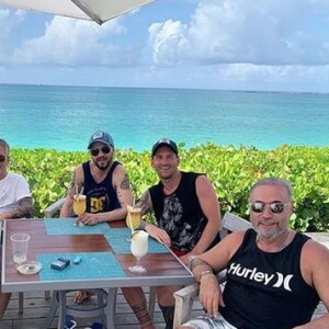 Lionel Messi en vacances sur l'île de Jumby Bay, à Antigua-et-Barbuda. Juillet 2019.
