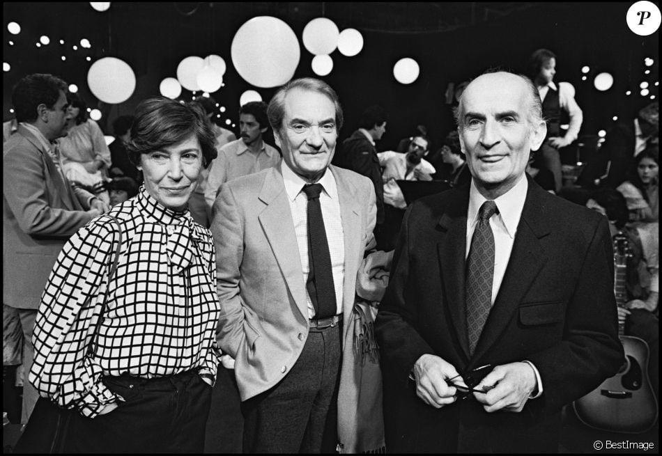  Image d&#039;archives de Louis de Funès, sa femme  Jeanne Augustine Barthélemy  et Jean Carmet, Paris, le 30 novembre 1981 