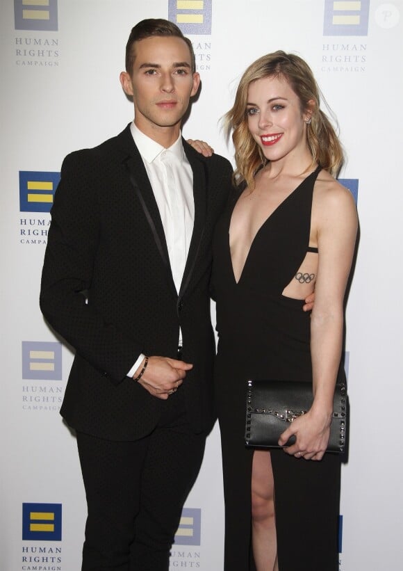 Adam Rippon, Ashley Wagner - Les célébrités posent lors du photocall de la soirée "The Human Rights Campaign" à Los Angeles le 10 mars 2018. T