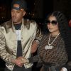 Nicki Minaj et son nouveau compagnon Kenneth "Zoo" Petty quittent l'hôtel Mandarin Oriental et se rendent à l'hôtel Royal Monceau à Paris le 8 mars 2019.