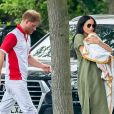 Le prince Harry, duc de Sussex, Meghan Markle, duchesse de Sussex et leur fils Archie Harrison Mountbatten-Windsor lors d'un match de polo de bienfaisance King Power Royal Charity Polo Day à Wokinghan, comté de Berkshire, Royaume Uni, le 10 juillet 2019.