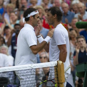 Roger Federer remporte la demi-finale face à Rafael Nadal lors du tournois de Wimbledon 2019 - Le tournois de Wimbledon 2019, Londres les 12, 13 et 14 juillet 2019.