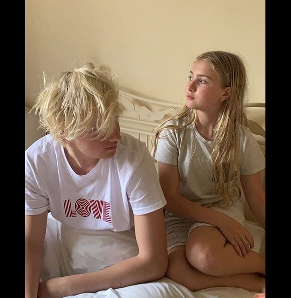 Lucas et Neva, les enfants de Natalia Vodianova et Justin Portman. Juin 2019.