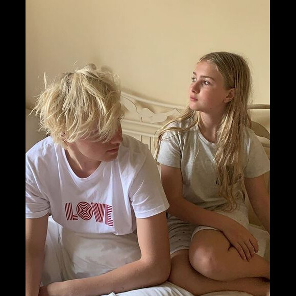 Lucas et Neva, les enfants de Natalia Vodianova et Justin Portman. Juin 2019.