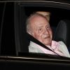 Le roi Juan Carlos 1er arrive à l'hôpital University Hospital Quironsalud Madrid pour subir une opération du coeur le 23 août 2019.