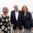 Le roi Juan Carlos Ier, sa femme la reine Sofia et leur fille l'infante Elena d'Espagne à Sanxenxo en Espagne, le 12 juillet 2019.