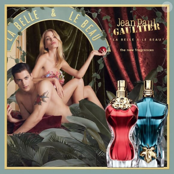 Daphne Groeneveld et Chris Bunn, ambassadeurs des parfums "La Belle" et "Le Beau" de Jean Paul Gaultier. Août 2019.