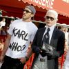 Karl Lagerfeld, Sebastien Jondeau et Baptiste Giabiconi en vacances à Saint-Tropez en 2009.