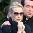 Estelle Lefébure et son compagnon Pascal Ramette aux obsèques de Michel Pastor en l'église Saint-Charles à Monaco le 6 février 2014.