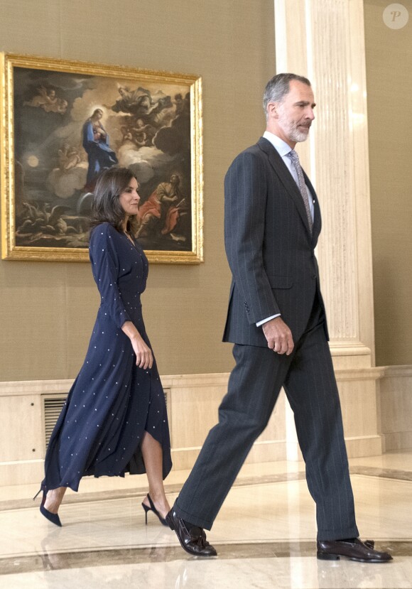 La reine Letizia et le roi Felipe VI d'Espagne accordaient le 3 septembre 2019 des audiences au palais de la Zaruela à Madrid.