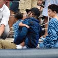 Kylie Jenner, son compagnon Travis Scott et leur fille Stormi Webster sont allés se promener dans le village de pêcheurs de Portofino, Italy, le 12 août 2019.
