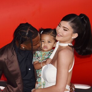 Kylie Jenner, son compagnon Travis Scott et leur fille Stormi Webster - Première du reportage 'Travis Scott : Look Mom I Can Fly', le 27 août 2019.