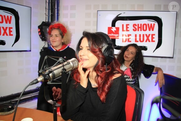 Exclusif - La chanteuse Larusso (Laetitia Larusso) lors de l'émission "Le Show de Luxe" sur la Radio Voltage à Paris , France, le 8 avril 2019. © Philippe Baldini/Bestimage