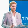 Le prince Harry, duc de Sussex, participe à une conférence de presse annonçant un nouveau partenariat entre Booking.com, SkyScanner, CTrip, TripAdvisor et Visa, à la ADAM Tower à Amsterdam, aux Pays-Bas le 3 septembre 2019.