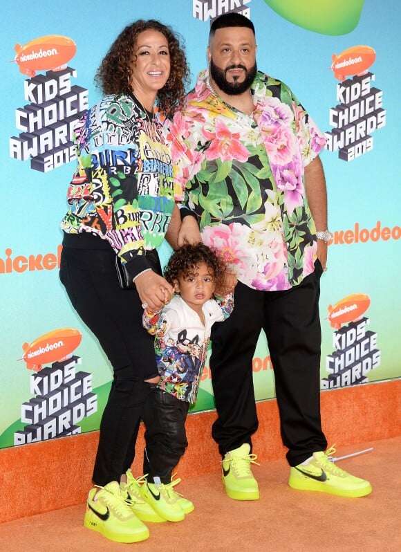 Nicole Tuck, Asahd Tuck Khaled, DJ Khaled au photocall des "Kids' Choices Awards 2019" à Los Angeles, le 23 mars 2019.