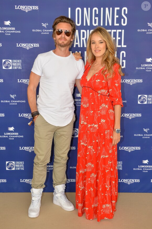 Exclusif - Philippe Lacheau et sa compagne Elodie Fontan (Marraine du LGCT - LPEJ 2019) - Photocall - Longines Paris Eiffel Jumping au Champ de Mars à Paris, le 7 juillet 2019. © Veeren Ramsamy/Bestimage