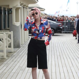 Kristen Stewart inaugure sa cabine sur les planches lors du 45éme festival du Cinéma Américain de Deauville, le 13 septembre 2019. ©Denis Guignebourg / Bestimage