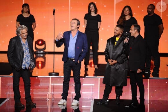 Exclusif - Jean-Luc Reichmann et son frère Bruno, Slimane et Nikos Aliagas - Enregistrement de l'émission TV "La Chanson Secrète 2", qui sera diffusée le 14 septembre sur TF1. Le 25 juin 2019 © Gaffiot-Perusseau / Bestimage