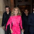Céline Dion et Pepe Munoz quittent l'hôtel De Crillon pour se rendre Moulin Rouge ou une leurs amies dansait pour la dernière fois sur la scène du célèbre cabaret à Paris le 24 janvier 2019.