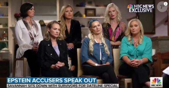 Six des victimes présumées de Jeffrey Epstein, dont Virginia Roberts, s'exprimaient dans une émission spéciale du programme Dateline de NBC diffusée le 20 septembre 2019.