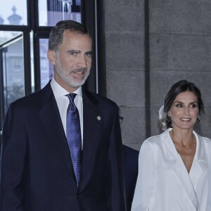 Le roi Felipe VI et la reine Letizia d'Espagne lors de l'ouverture de la saison 2019)2020 de l'Opéra de Madrid avec "Don Carlo" le 18 septembre 2019.