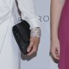 Les bracelets en diamant de la reine Letizia d'Espagne lors de l'ouverture de la saison 2019)2020 de l'Opéra de Madrid avec "Don Carlo" le 18 septembre 2019.