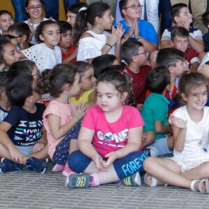 La reine Letizia d'Espagne lançait officiellement l'année scolaire dans une école à Torrejoncillo, près de Caceres, le 17 septembre 2019.