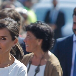 La reine Letizia d'Espagne lançait officiellement l'année scolaire dans une école à Torrejoncillo, près de Caceres, le 17 septembre 2019.