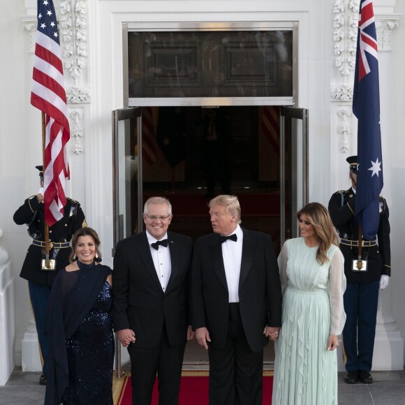 Le président Donald Trump et sa femme Melania Trump reçoivent le Premier ministre d'Australie Scott Morrison et sa femme à la Maison Blanche le 21 septembre 2019.