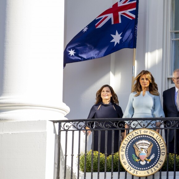 Le président Donald Trump et sa femme Melania Trump reçoivent le Premier ministre d'Australie Scott Morrison et sa femme à la Maison Blanche le 21 septembre 2019.
