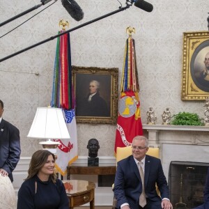 Le président Donald Trump et sa femme Melania Trump reçoivent le Premier ministre d'Australie Scott Morrison et sa femme à la Maison Blanche le 21 septembre 2019.