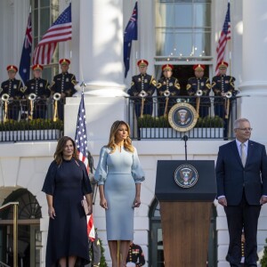 Le président Donald Trump et sa femme Melania Trump reçoivent le Premier ministre d'Australie Scott Morrison et sa femme à la Maison Blanche le 21 septembre 2019.