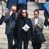 Vincent Perez, sa femme Karine Silla et leur fille Iman Pérez à l'issue des obsèques du photographe allemand Peter Lindbergh en l'église Saint-Sulpice à Paris le 24 septembre 2019.