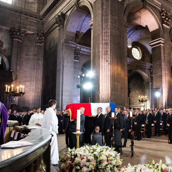 François Hollande, Carla Bruni-Sarkozy, Nicolas Sarkozy, Valery Giscard d'Estaing et sa femme Anne-Aymone , Richard Ferrand, Gérard Larcher, Édouard Philippe, Brigitte Macron et le président de la république Emmanuel Macron, Claude Chirac, son mari Frédéric Salat-Baroux, Martin Rey-Chirac et les enfants de Frédéric, Alexandre, Nicolas et Esther - Obsèques de Jacques Chirac en l'église Saint-Sulpice à Paris le 30 Septembre 2019. ©Eliot Blondet / Pool / Bestimage