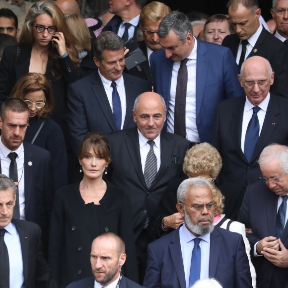 Nicolas Sarkozy et sa compagne Carla Bruni - Sorties des obsèques de l'ancien président de la République Jacques Chirac en l'église Saint-Sulpice à Paris. Le 30 septembre 2019 © Dominique Jacovides / Bestimage