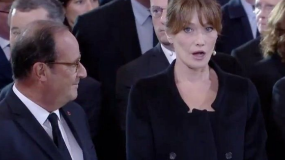 Carla Bruni et François Hollande échangent une messe basse- BFMTV- 30 sept 2019.
