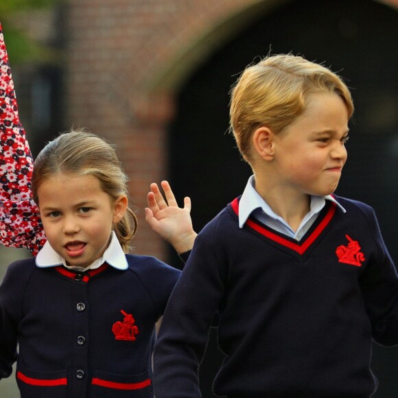 Le prince William, duc de Cambridge, et Catherine (Kate) Middleton, duchesse de Cambridge, accompagnent le prince George et la princesse Charlotte pour leur rentrée scolaire à l'école Thomas's Battersea à Londres, Royaume Uni, le 5 septembre 2019.