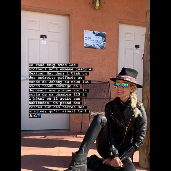 Laeticia Hallyday refait le dernier road-trip de Johnny Hallyday (qu'il avait fait en 2016) avec leurs amis bikers, dont Pierre Billon et Fabrice Le Ruyet. Ce voyage se fait sur les routes de l'Utah, du Grand Canyon et de Californie. Le 6 octobre 2019.