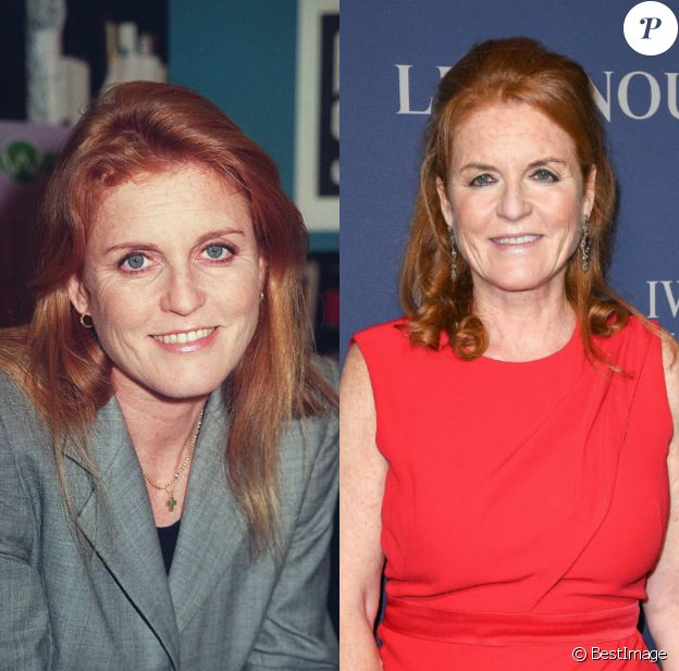 Sarah Ferguson en 1985 (26 ans) et le 1er octobre 2019 à Londres.