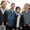Marie-José Nat et ses fils Aurélien, Julien et David lors d'un déjeuner sur la plage du Majestic organisé par AlloCiné, Purepeople et le groupe Barrière avec des acteurs et des réalisateurs du monde du cinéma à l'occasion du 67e Festival du film de Cannes le 15 mai 2014.